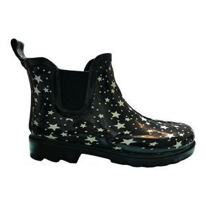Capelli New York Black Galaxy ankle Rubber Rain Boots sz 6